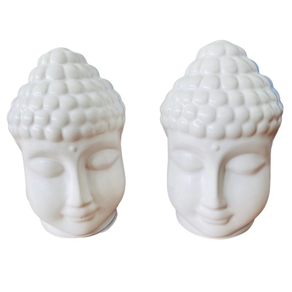 Greenbriar International Inc Other - NEW Set of 2 Small White Buddha Head Ceramic Statues